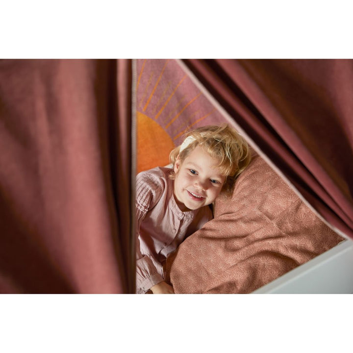 Baldachin pentru pat copii, Sunset Dreams, poliester si bumbac, roz, 100x246 cm