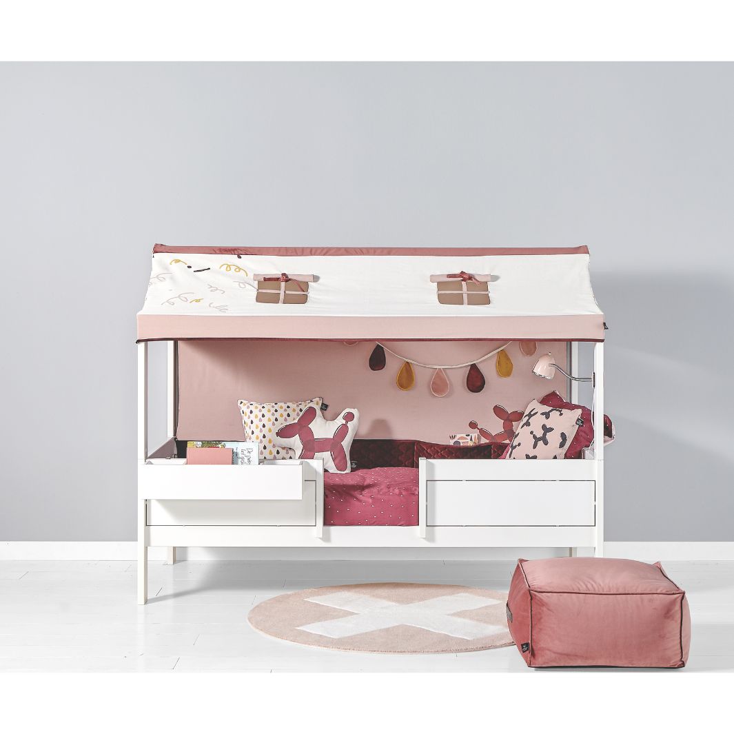 The Decorators: Panou textil pat copii, Funland, bumbac si poliester, roz, 98x200 cm
