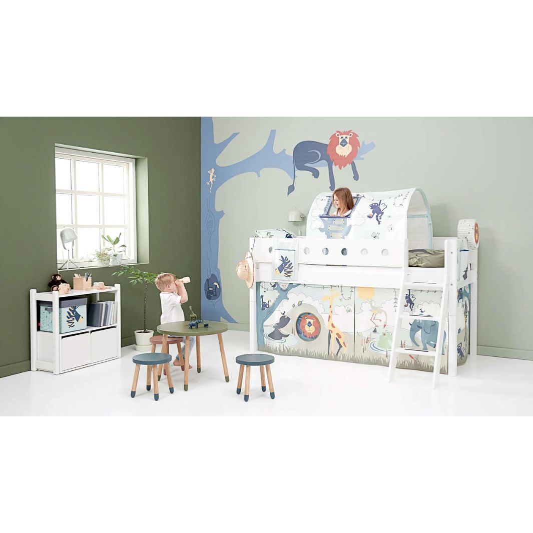 The Decorators: Set 3 perdelute pat copii semi-inalt, Safari, bumbac, gri-multicolor, 110x77 cm
