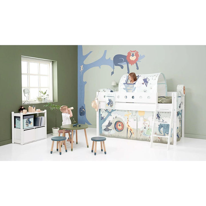 The Decorators: Set 3 perdelute pat copii semi-inalt, Safari, bumbac, gri-multicolor, 110x77 cm