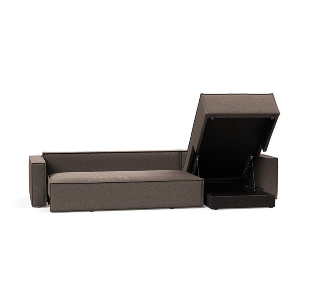 The Decorators: Canapea extensibila cu sezlong, Newilla, Bouclé Taupe, 145x300 cm