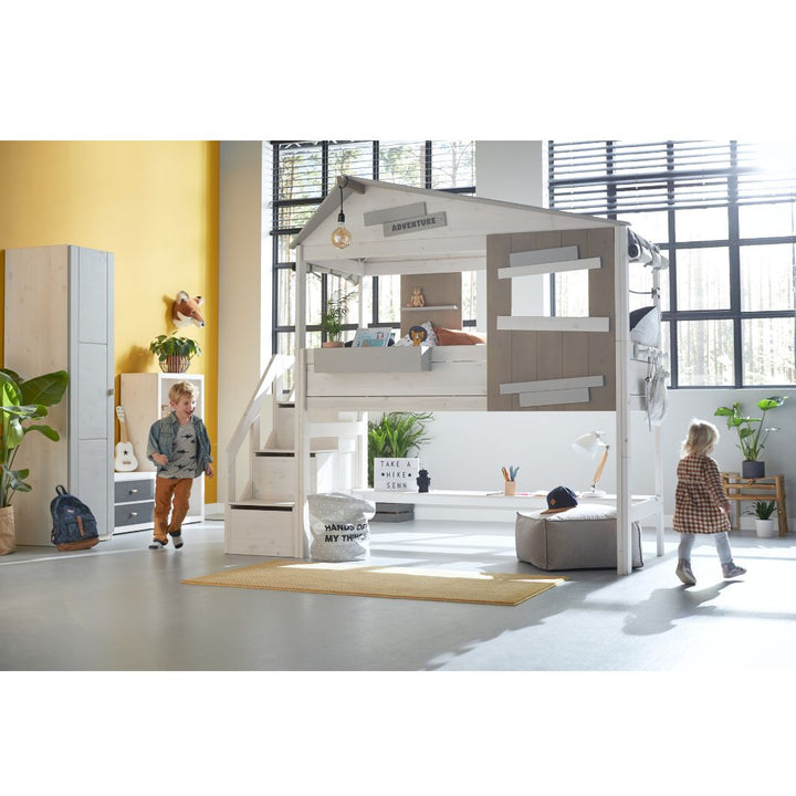 The Decorators: Pat casuta semi-inalt, Hideout, lemn de pin, 90x200 cm