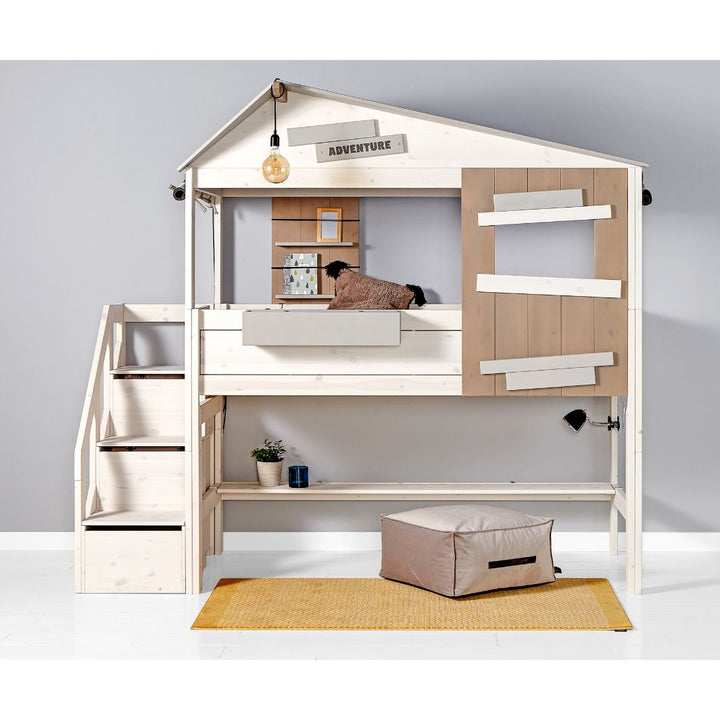 The Decorators: Pat casuta semi-inalt, Hideout, lemn de pin, 90x200 cm