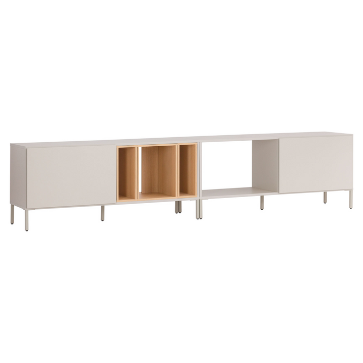 The Decorators: Comoda TV dubla VOX Into - cutii stejar