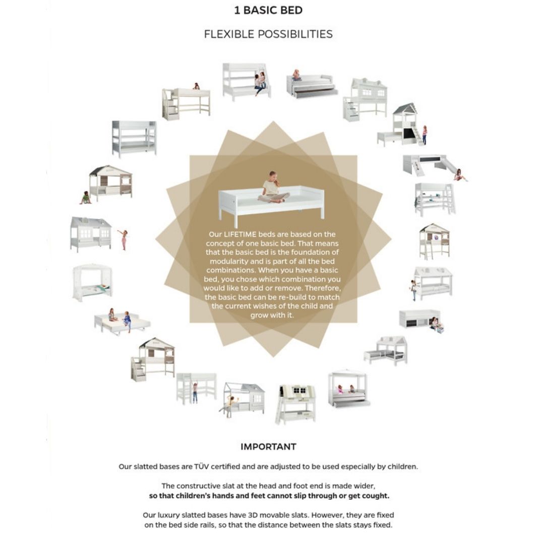 The Decorators: Pat inaltat cu scari laterale, lemn de pin, 90x200 cm