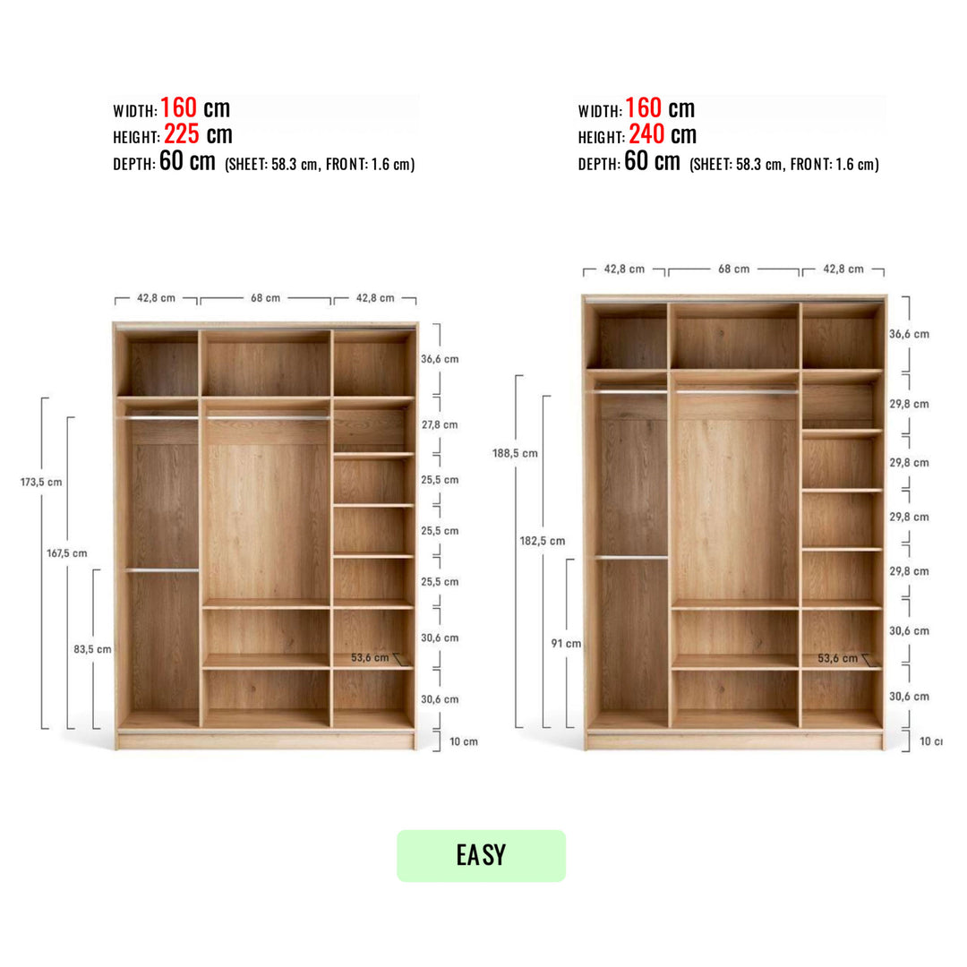 Interior Easy dulap Stor inaltime 225/240 cm