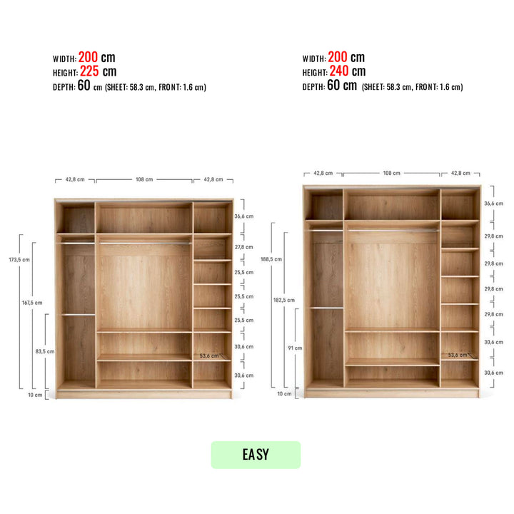 Interior Easy dulap Stor inaltime 225/240 cm
