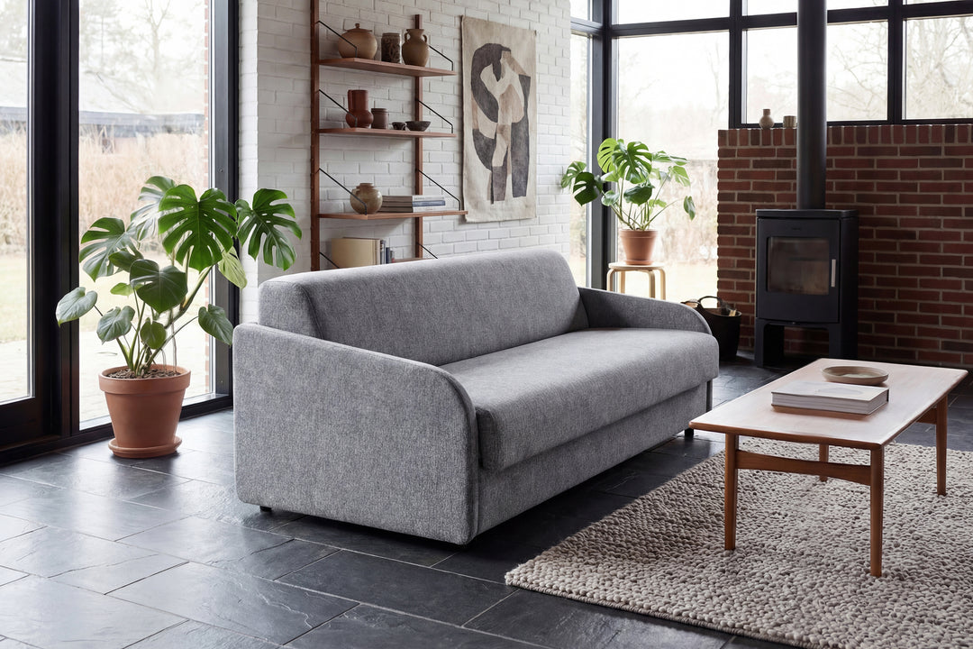 Canapea extensibilă Innovation Living Eivor, tapițerie 565 Twist Granite - fotografie de ambianță