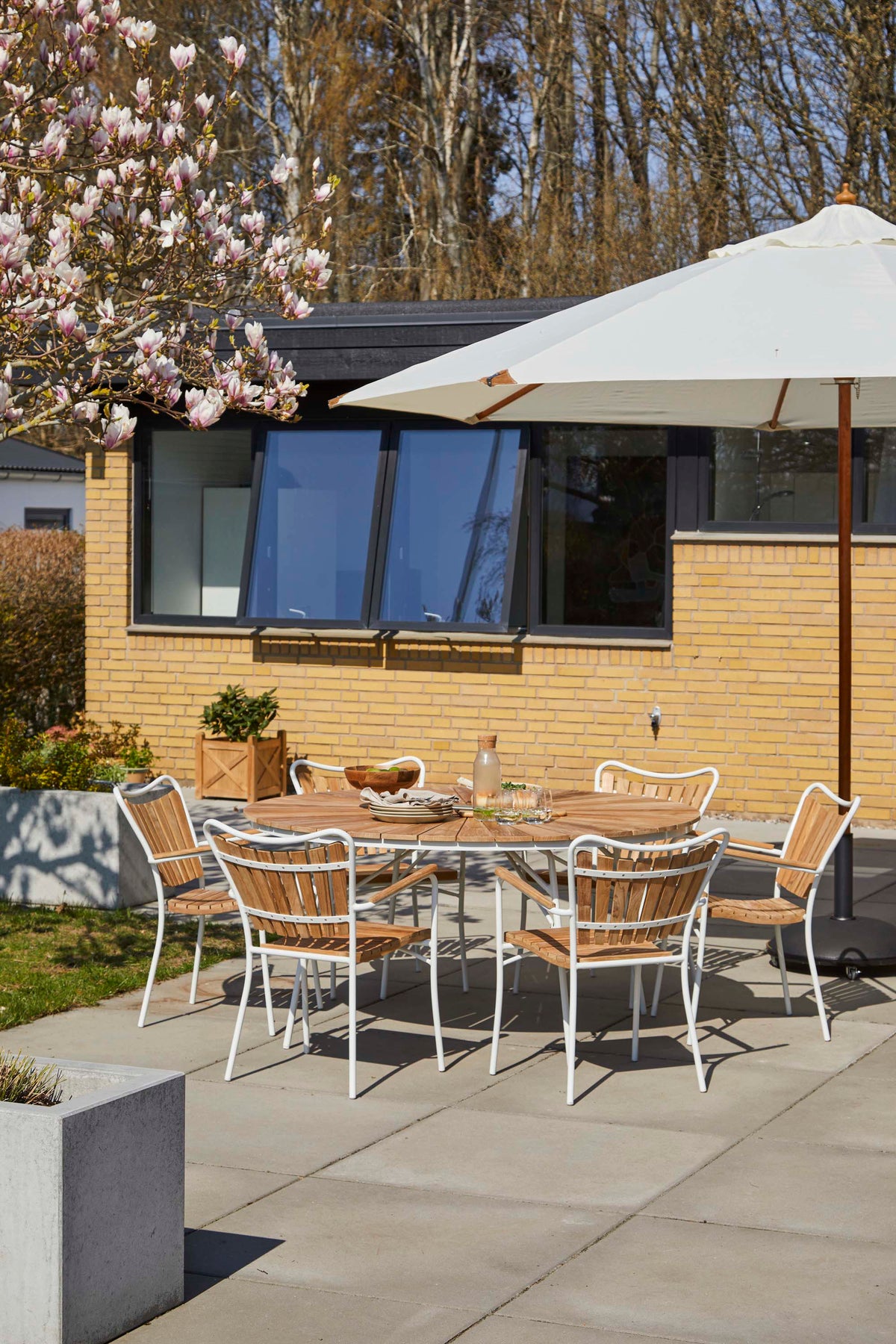 Set dining Cinas Ellen 150 cm si 6 scaune alb