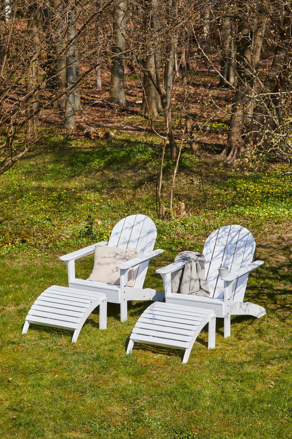 Set gradina Cinas Adirondack scaun si taburet mahon alb