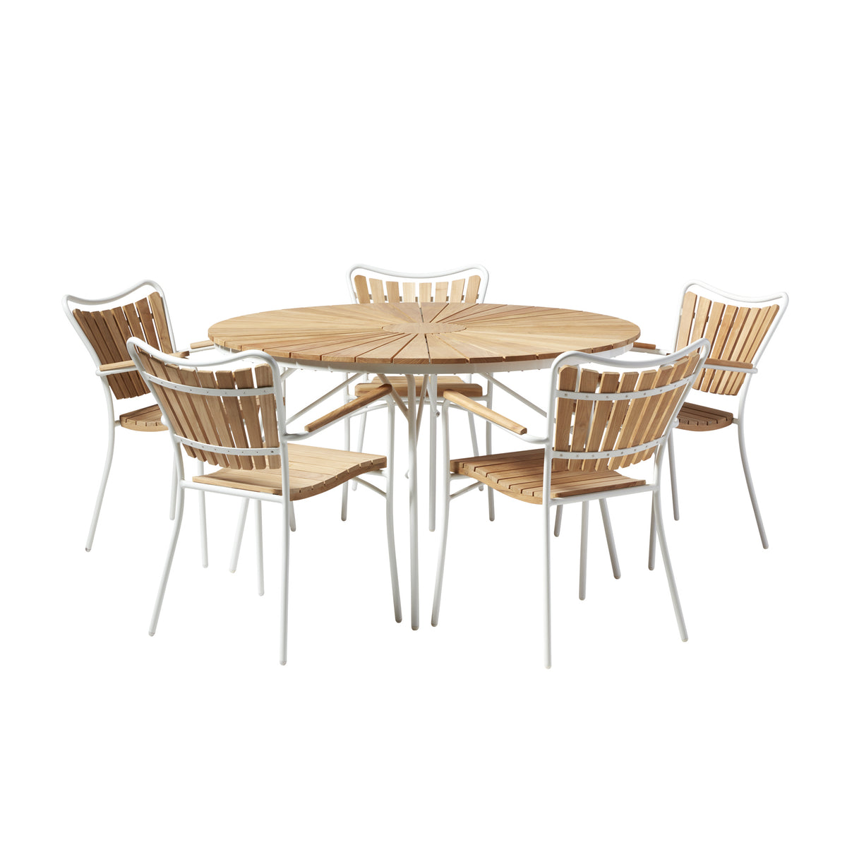 Set dining Cinas Ellen 130 cm si 5 scaune alb