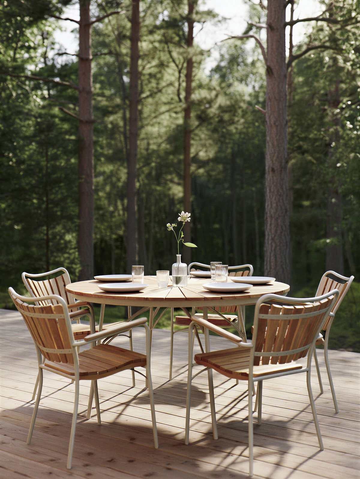 Masa dining Cinas Ellen rotunda 130 cm gri nisip