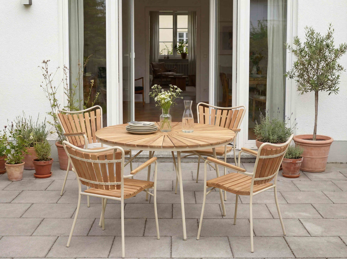 Masa dining Cinas Ellen rotunda 110 cm gri nisip