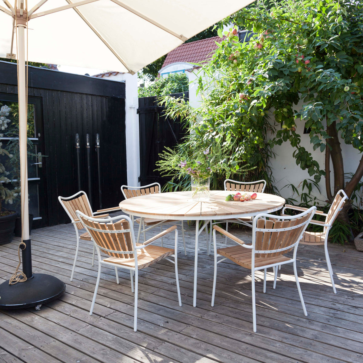Set dining Cinas Ellen 150 cm si 6 scaune alb