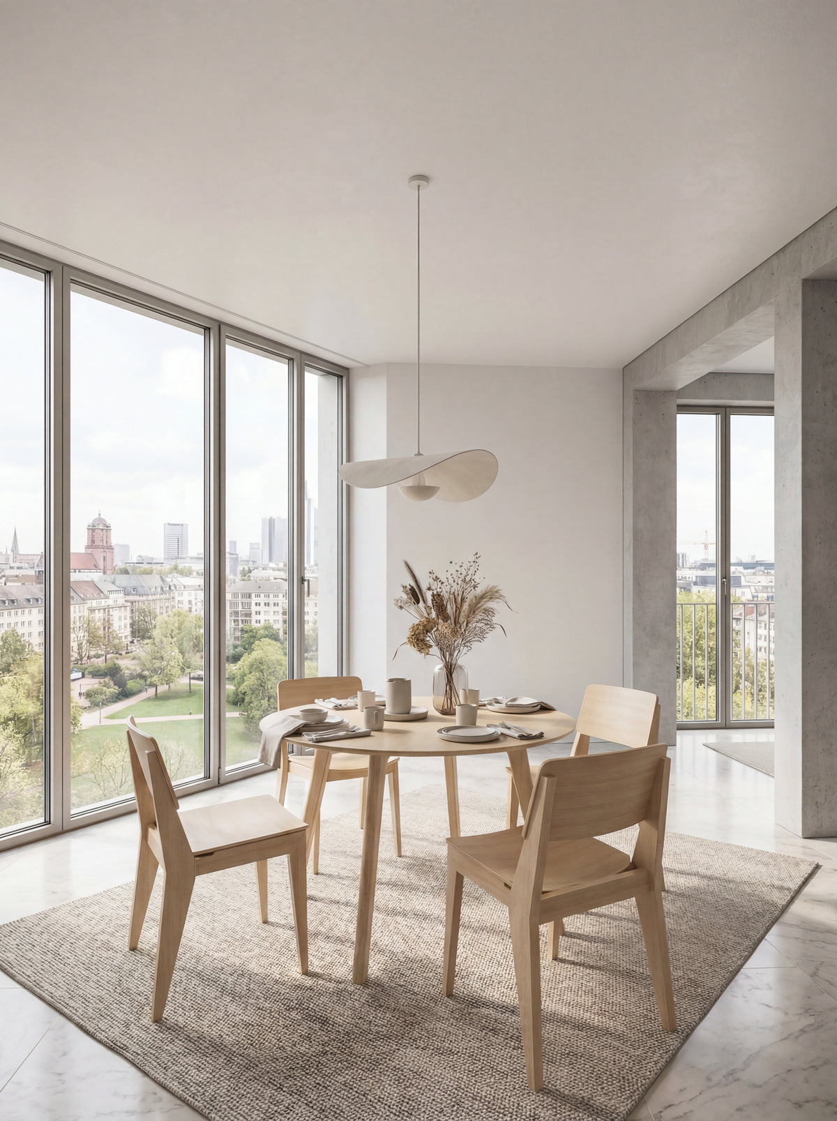 Masa dining Cinas Elvo bambus rotunda 120 cm