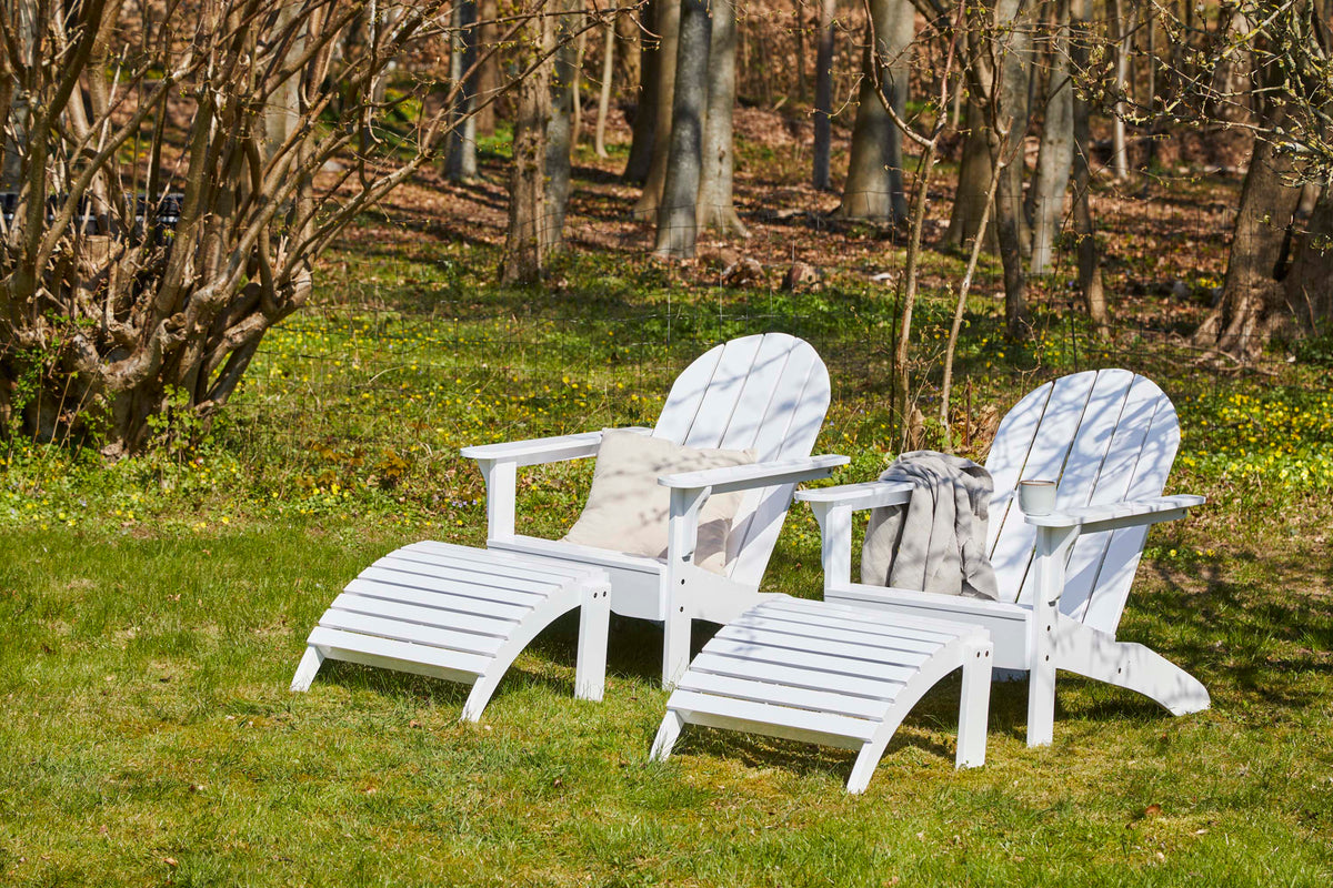 Set gradina Cinas Adirondack scaun si taburet mahon alb