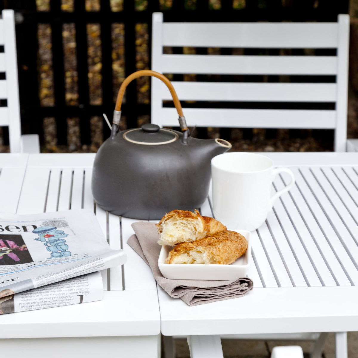 Set gradina Cinas Butterfly & York masa pliabila si 4 scaune mahon alb