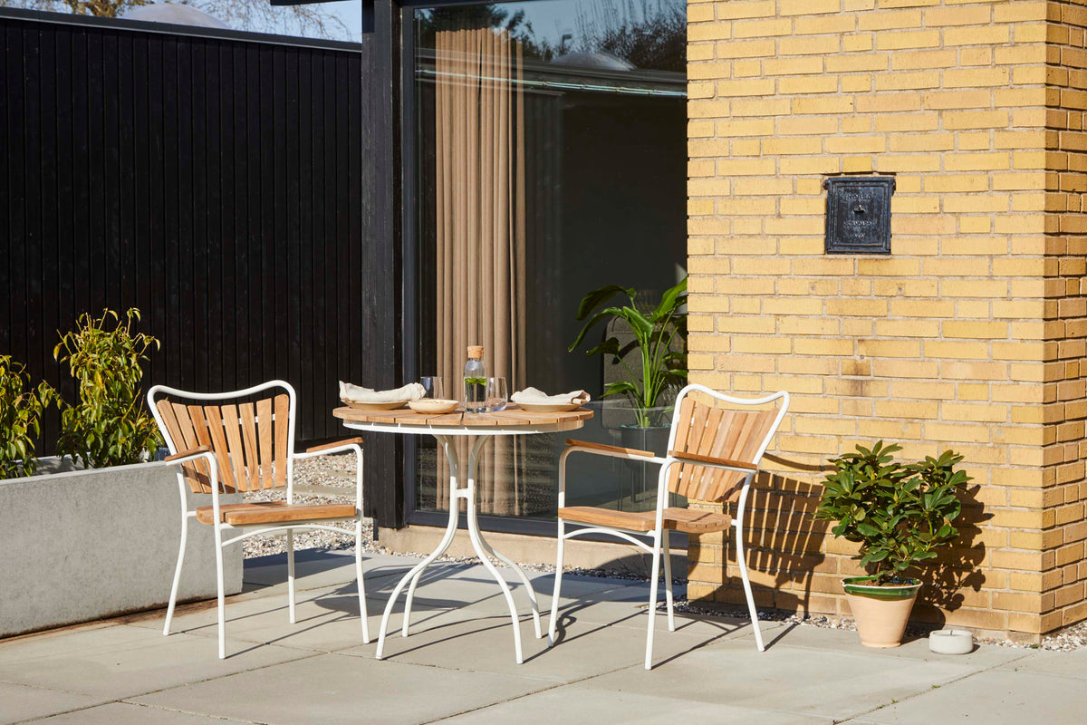 Set cafenea Cinas Ellen 80 cm si 2 scaune alb