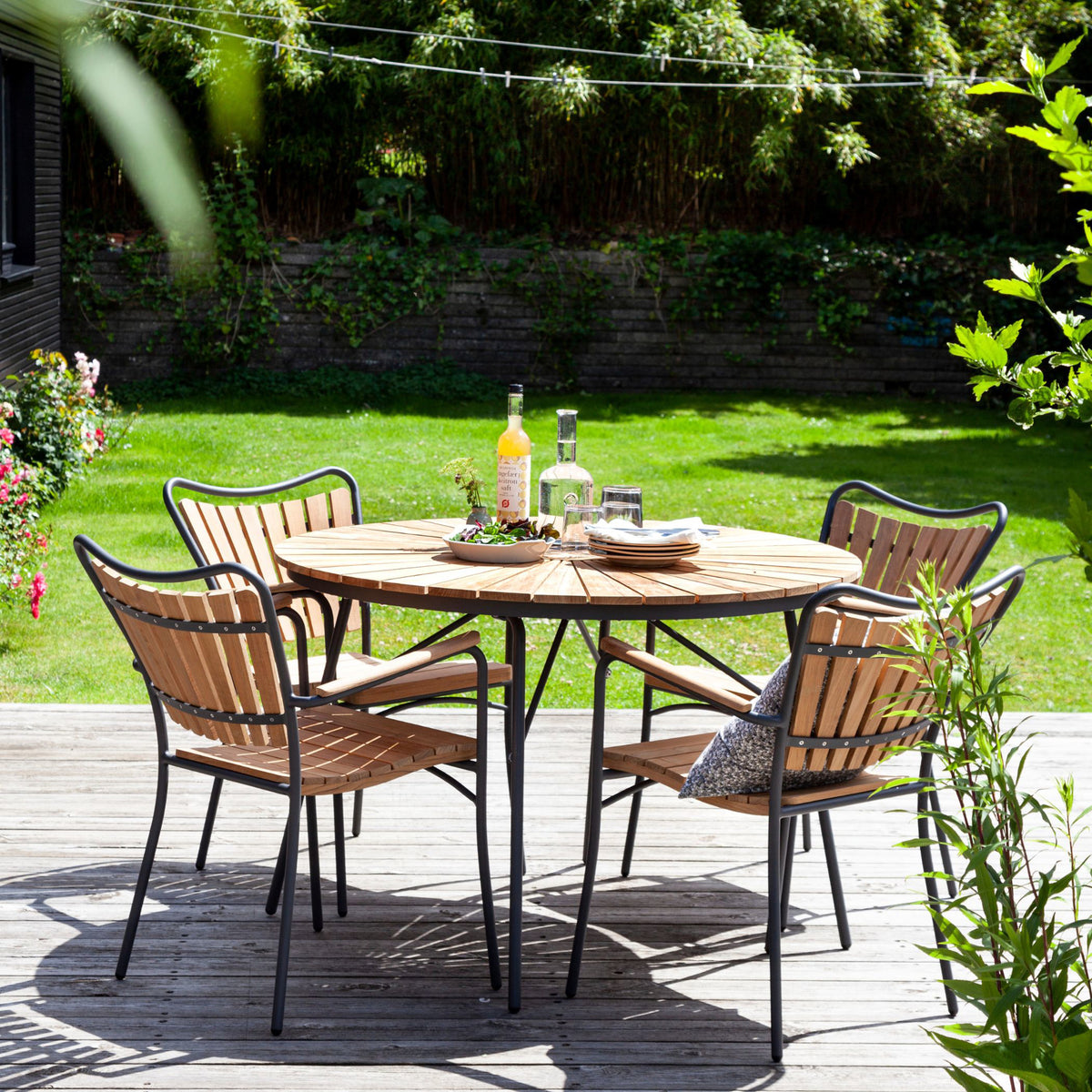 Set dining Cinas Ellen 110 cm si 4 scaune antracit