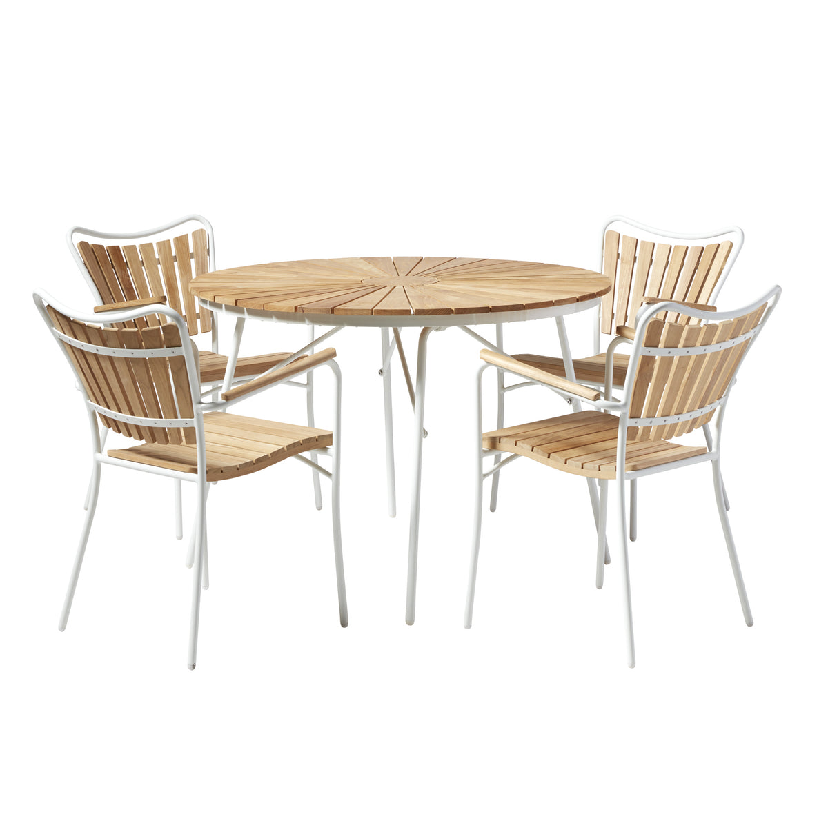 Set dining Cinas Ellen 110 cm si 4 scaune alb