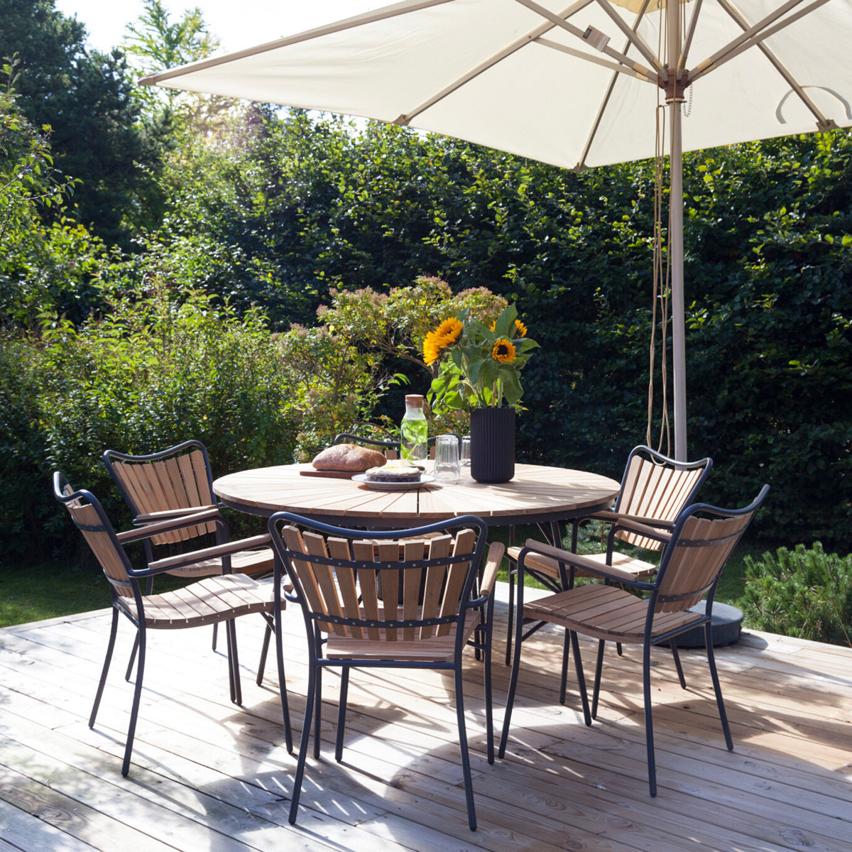 Set dining Cinas Ellen 150 cm si 6 scaune antracit