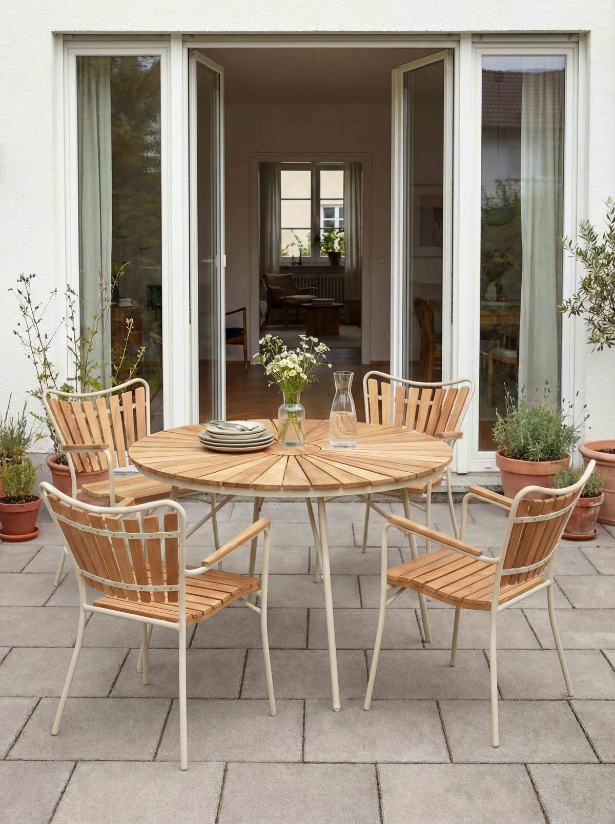 Masa dining Cinas Ellen rotunda 110 cm gri nisip