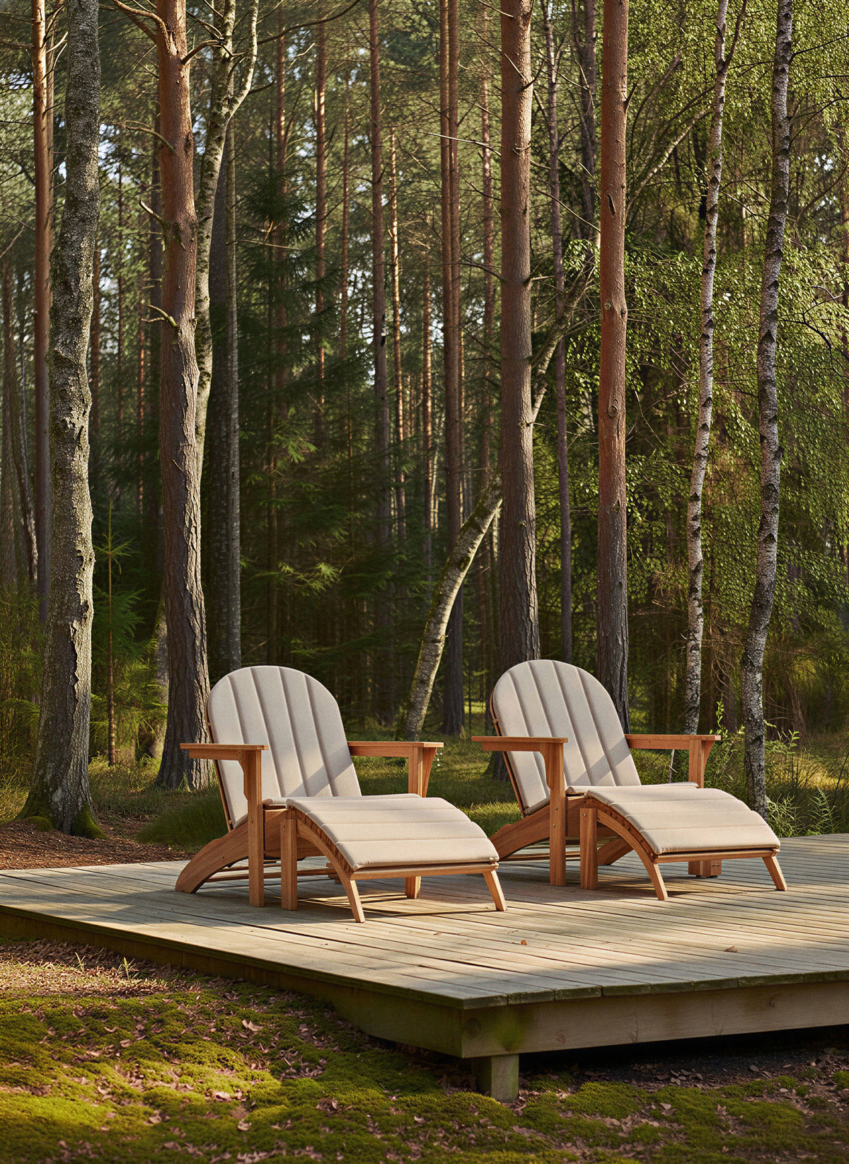Set gradina Cinas Adirondack scaun, taburet si perne tec