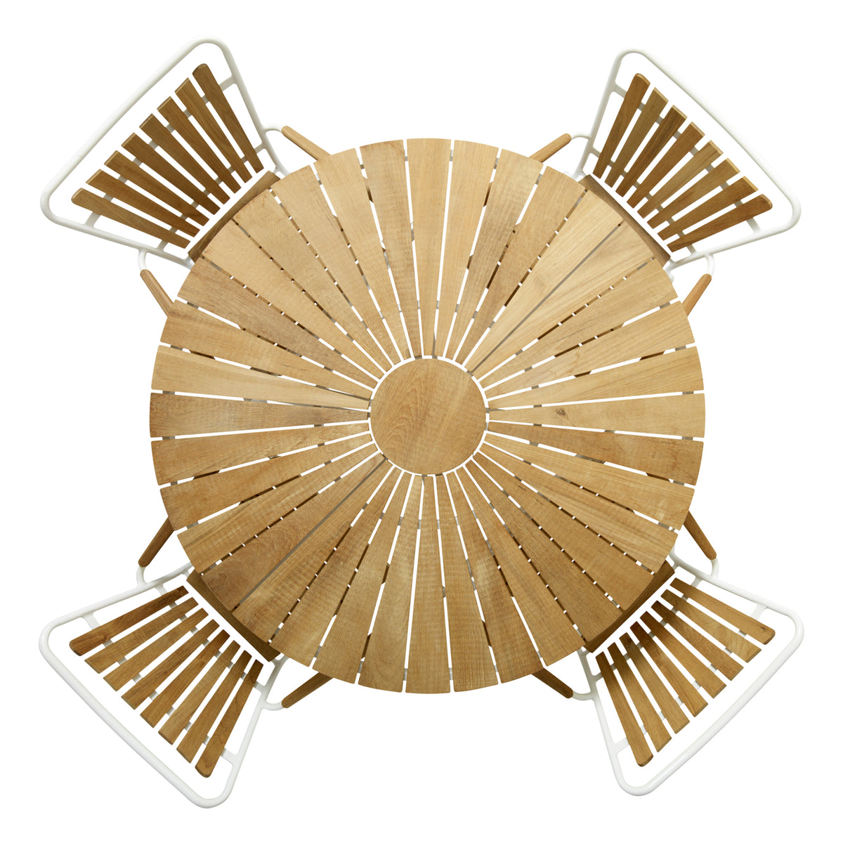 Set dining Cinas Ellen 110 cm si 4 scaune alb