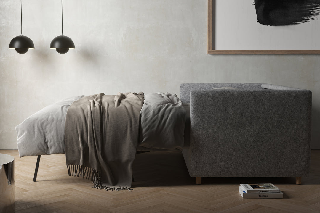 Canapea extensibilă Innovation Living Olan, tapițerie 565 Twist Granite - fotografie de ambianță