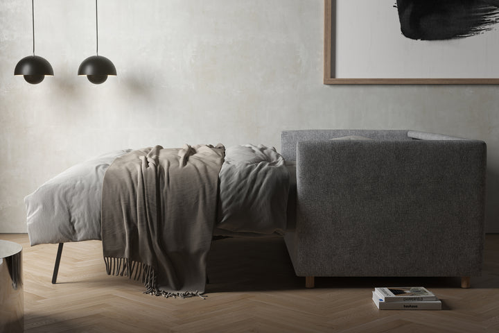 Canapea extensibilă Innovation Living Olan, tapițerie 565 Twist Granite - fotografie de ambianță