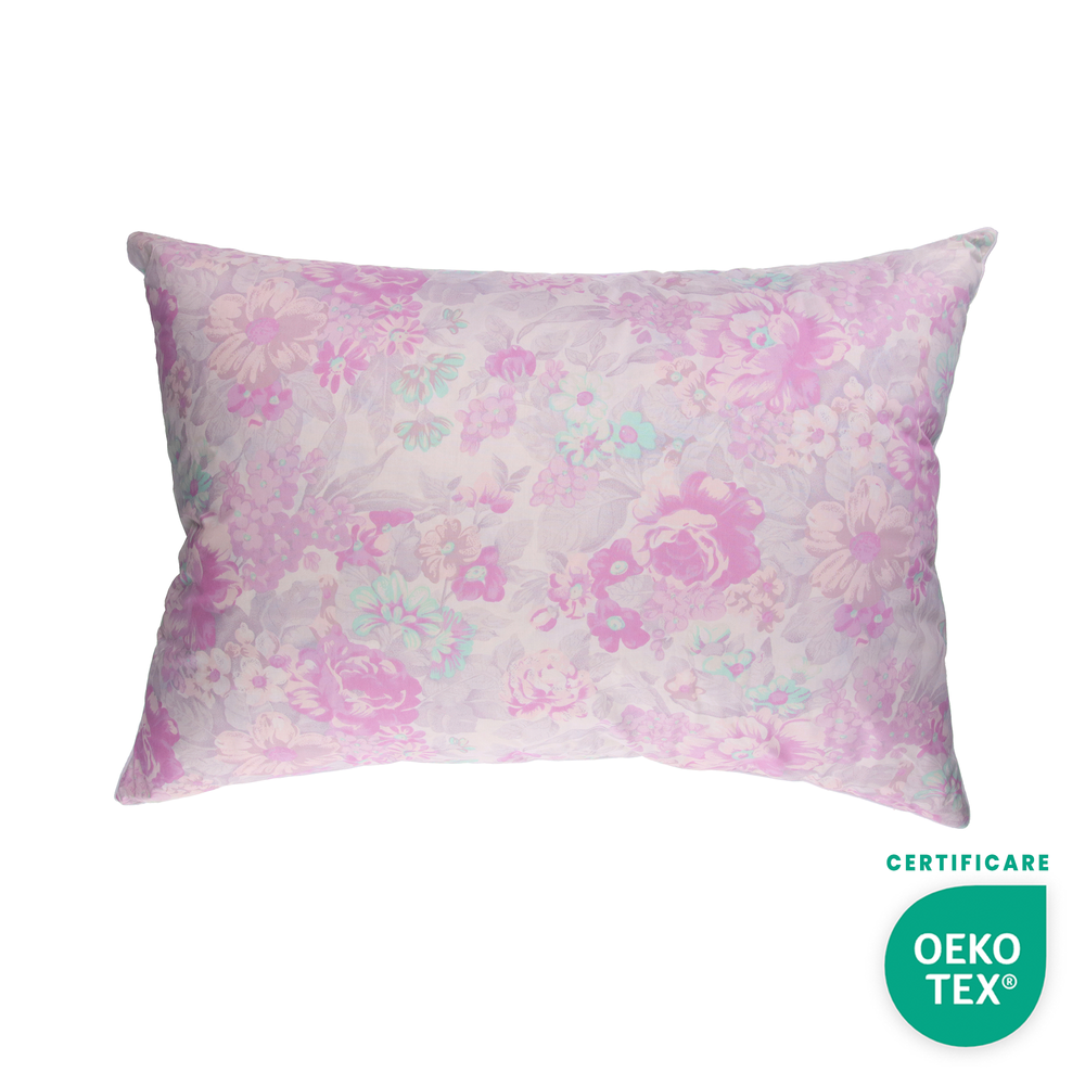 Perna Moale HappyNest, Model Inflorat Lila, 40/40 cm, cu 30% Puf de Gasca HappyNest