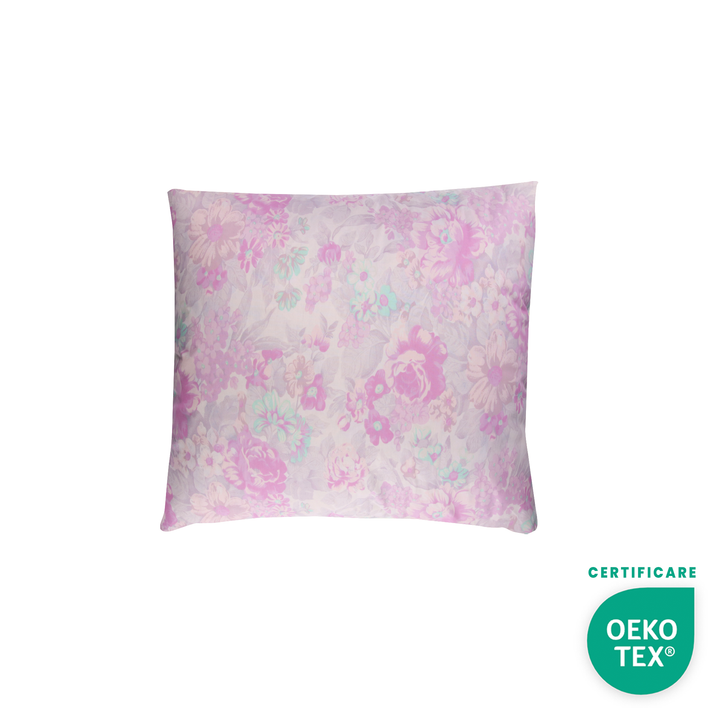 Perna Moale HappyNest, Model Inflorat Lila, 40/40 cm, cu 30% Puf de Gasca HappyNest