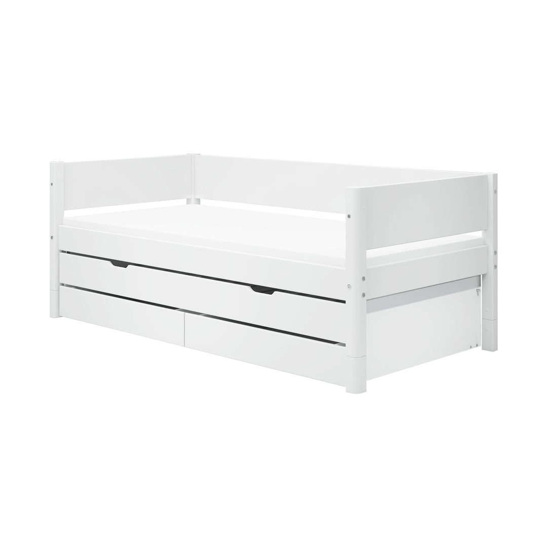 The Decorators: Pat cu extensie si doua sertare Flexa White 90x200 cm