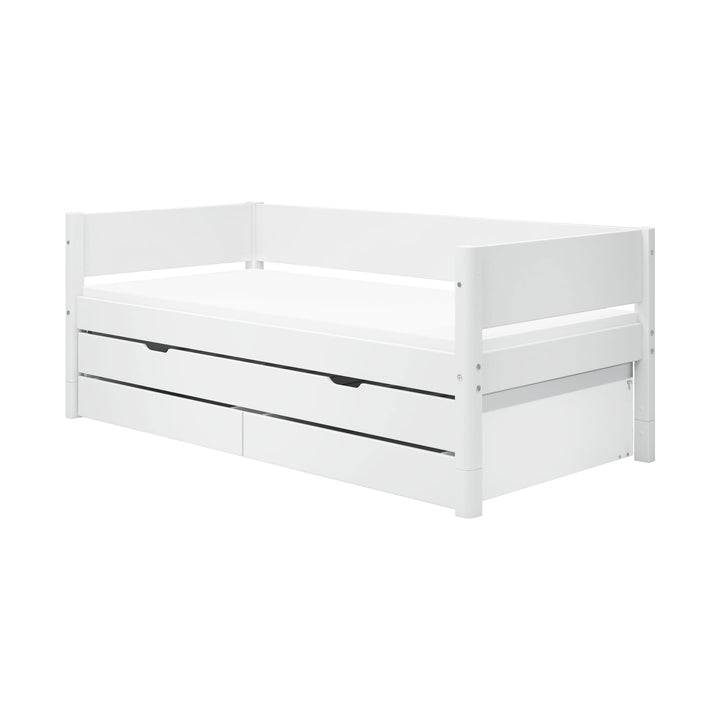 The Decorators: Pat cu extensie si doua sertare Flexa White 90x200 cm
