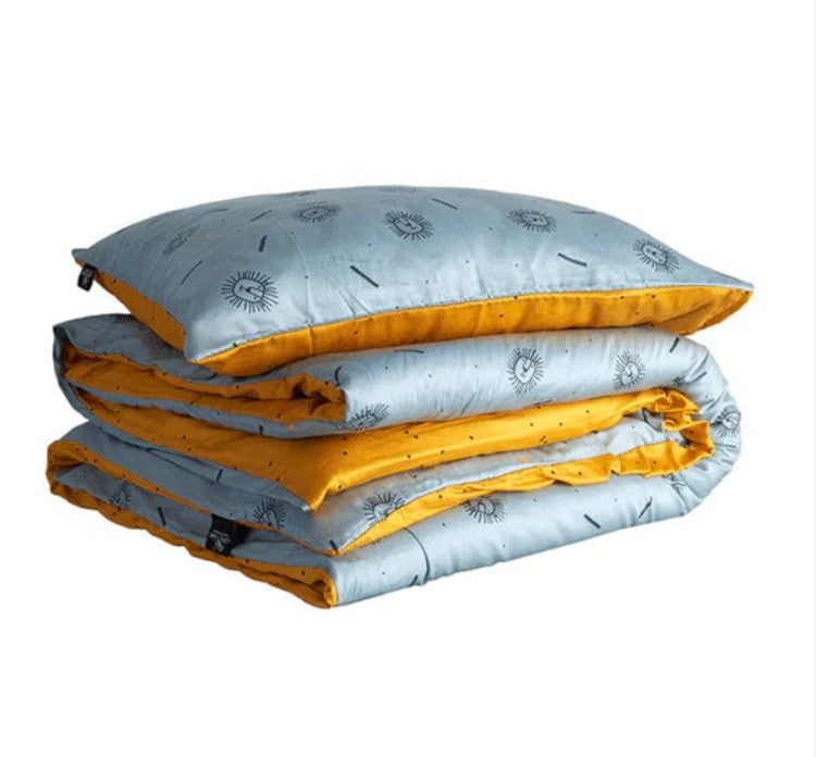 Set lenjerie pat pentru copii, Lions, bumbac satinat, gri-galben, 140x200 cm Lifetime