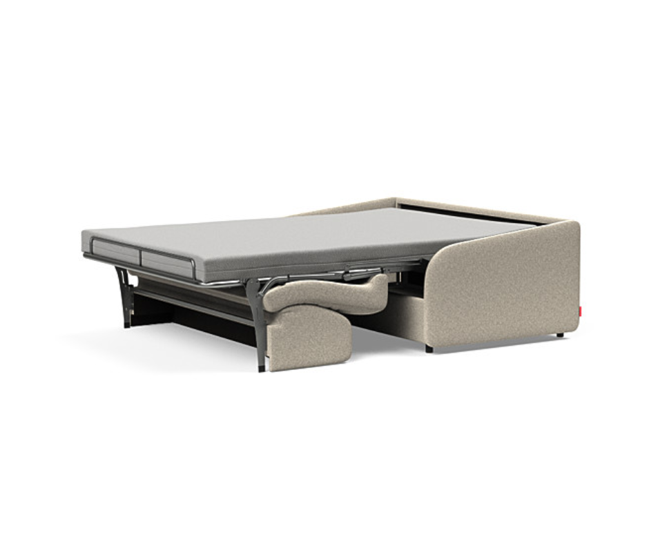 The Decorators: Canapea extensibila Eivor Bouclé Beige Spring Mattress 140x195cm