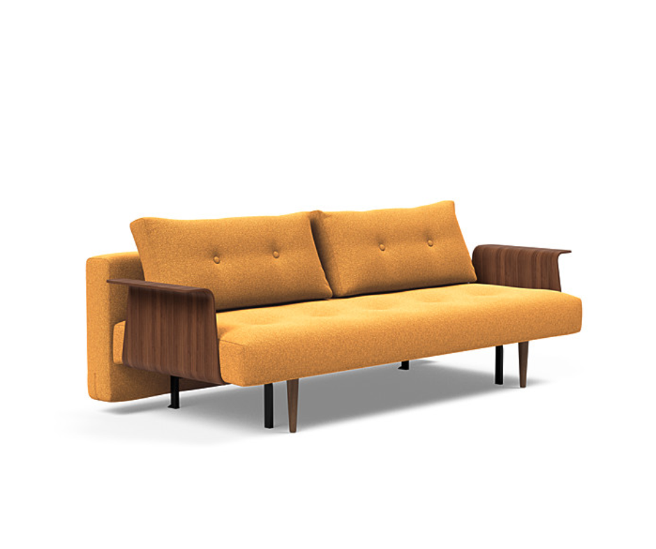 Canapea extensibila cu brate Recast Dark Styletto Bouclé Ochre 140x200 cm