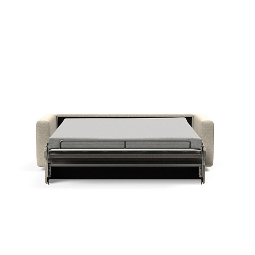 The Decorators: Canapea extensibila Killian Bouclé Beige, saltea Spring Mattress 140x195 cm