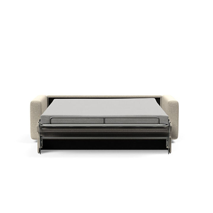 The Decorators: Canapea extensibila Killian Bouclé Beige, saltea Spring Mattress 140x195 cm