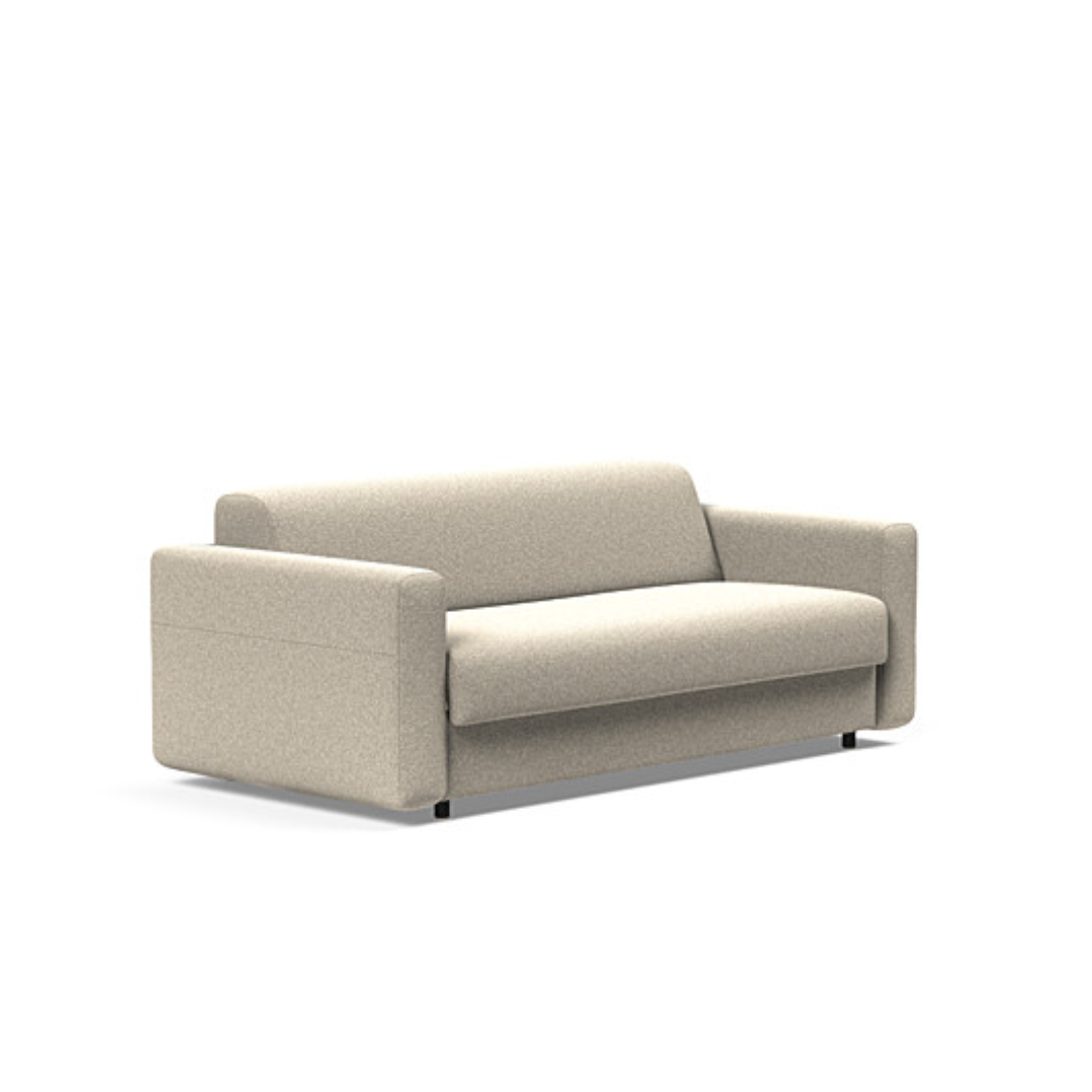 Canapea extensibila Killian Bouclé Beige, saltea Dual Mattress 140x195 cm