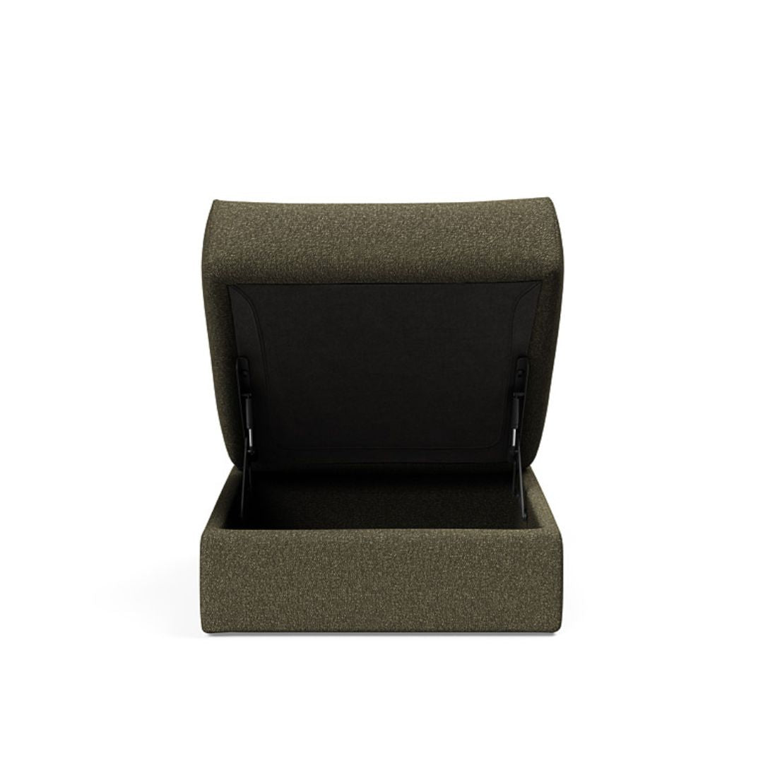The Decorators: Taburet otoman cu depozitare Cornila Bouclé Forest Green 75x75cm