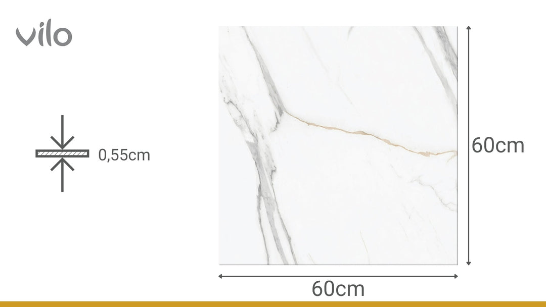 Pardoseala SPC Stone VOX 60x60 Calacatta White, 1 cutie 1.44 mp VOX Profile