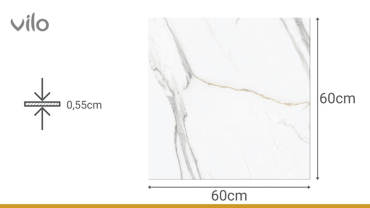 Pardoseala SPC Stone VOX 60x60 Calacatta White, 1 cutie 1.44 mp VOX Profile