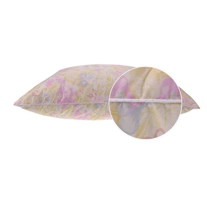 Perna Mica HappyNest, Model Înflorat Roz, 40/40 cm, cu 30% Puf de Gasca HappyNest
