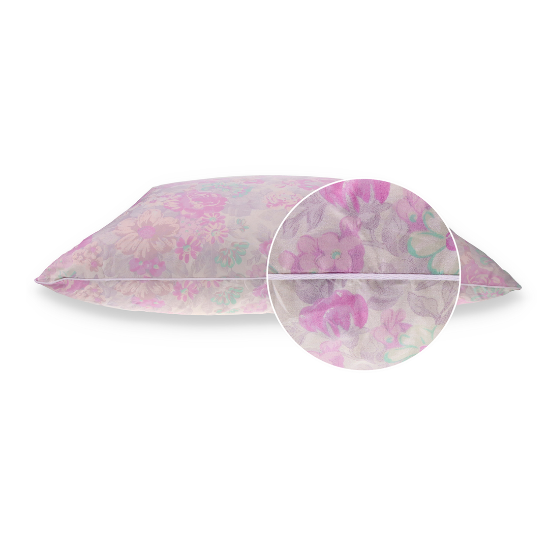 Perna Moale HappyNest, Model Inflorat Lila, 40/40 cm, cu 30% Puf de Gasca HappyNest