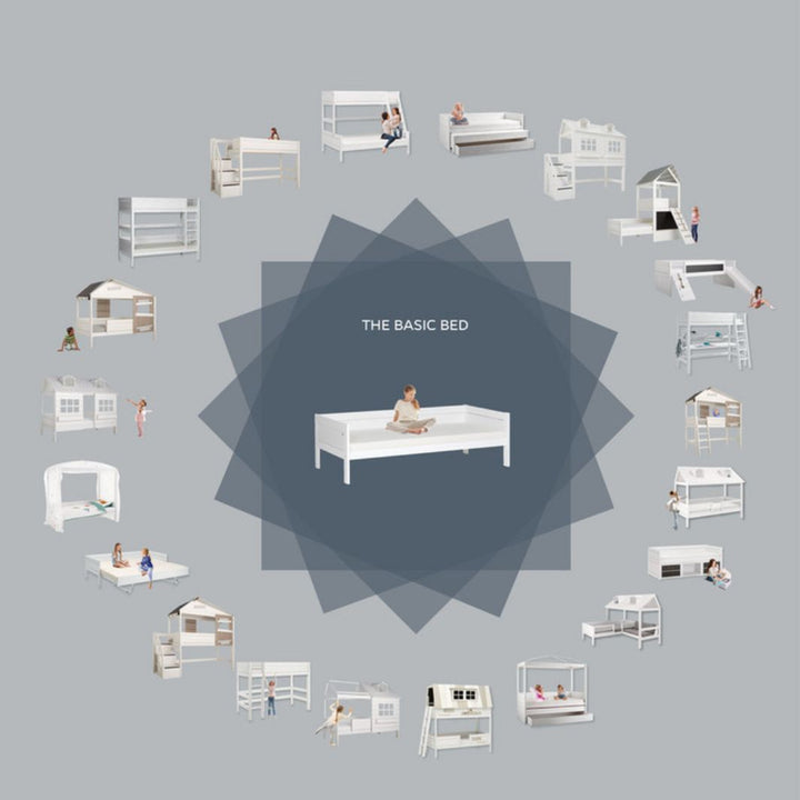 The Decorators: Pat copii, lemn de pin, white washed, 90x200 cm