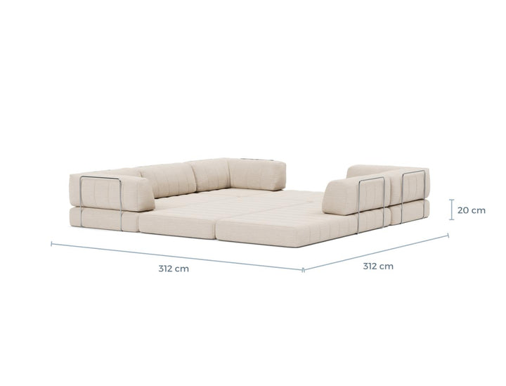 Canapea extensibila de colt CozyPad cu brate Taura Cappuccino 312x312cm