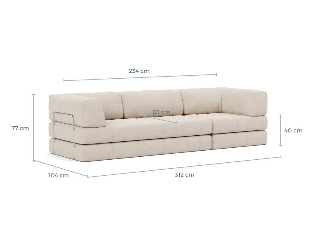 Canapea extensibila CozyPad Grand cu brate Corduroy Ivory 312cm