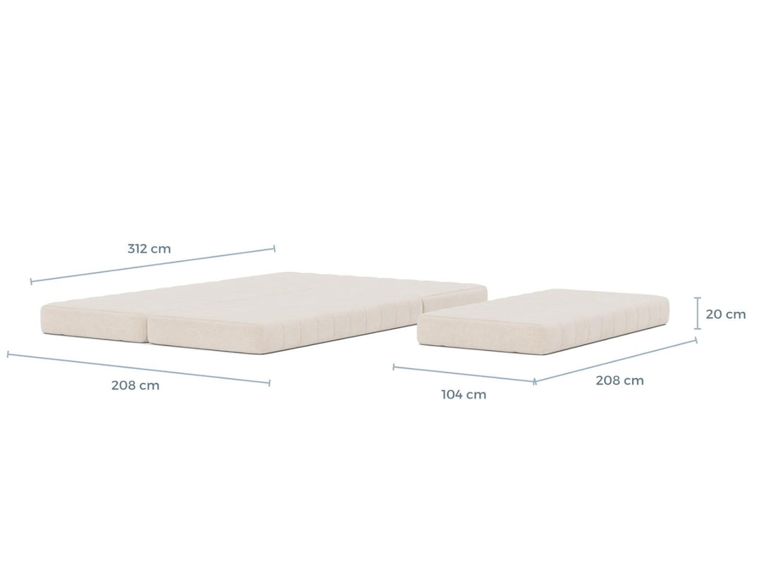 Canapea extensibila cu sezlong CozyPad L-Shape Corduroy Ivory 312x208cm