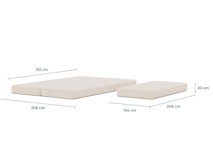 Canapea extensibila cu sezlong CozyPad L-Shape Corduroy Ivory 312x208cm